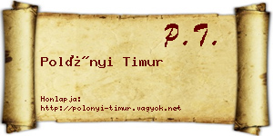 Polónyi Timur névjegykártya
